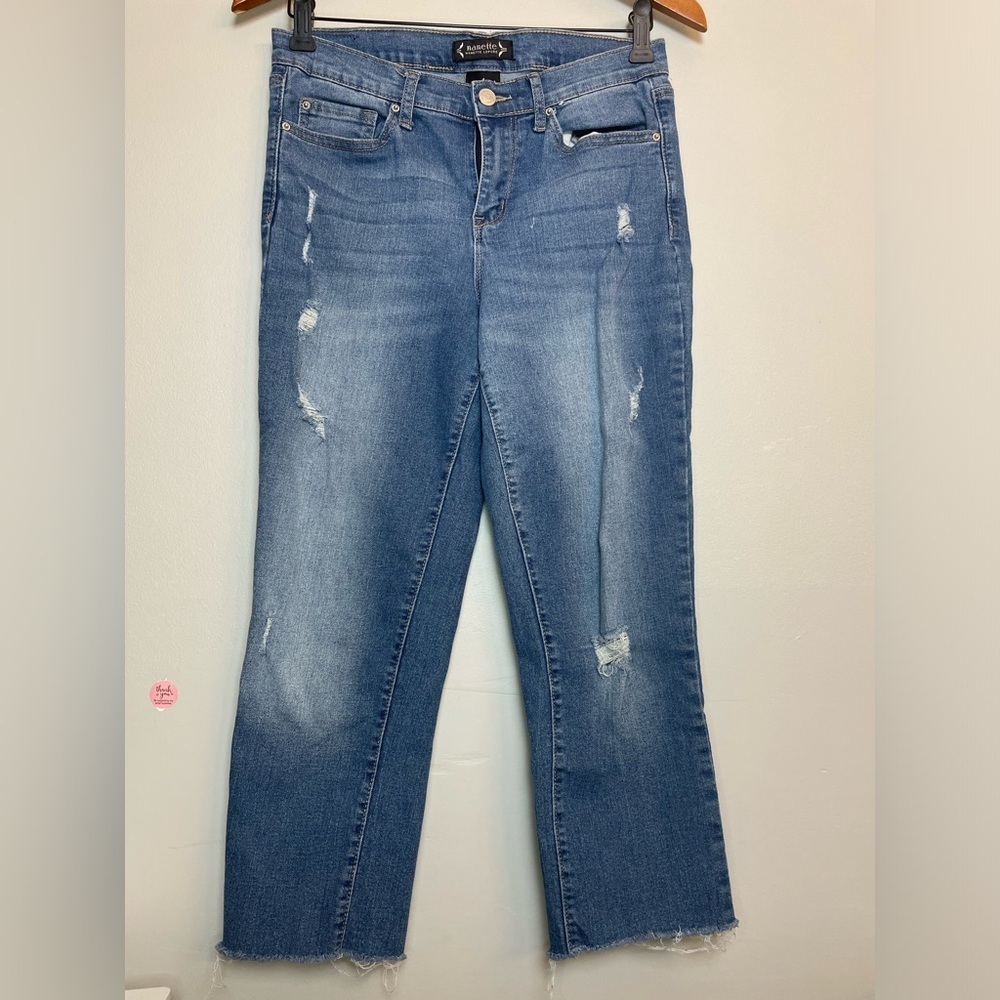 Nanette Lepore Belle High Rise Ankle Skinny Distressed Jeans Womens Size 4 Blue